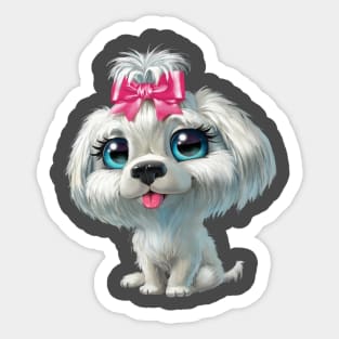 White puppy, sitting Sticker